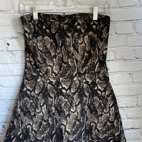 COPY - Express Black & Gold Snakeskin Print Strapless Mini Dress Size S - Picture 3 of 5